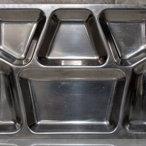 Vintage US Military Stainless Steel Cafeteria Mess Hall Divided Food Tray Set 3